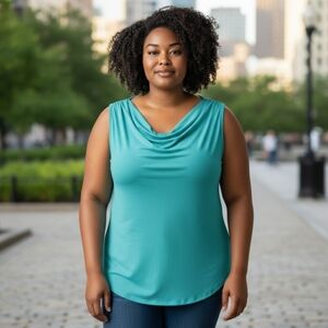 Cato Vibrant Blue Sleeveless Top With Gathered Front.